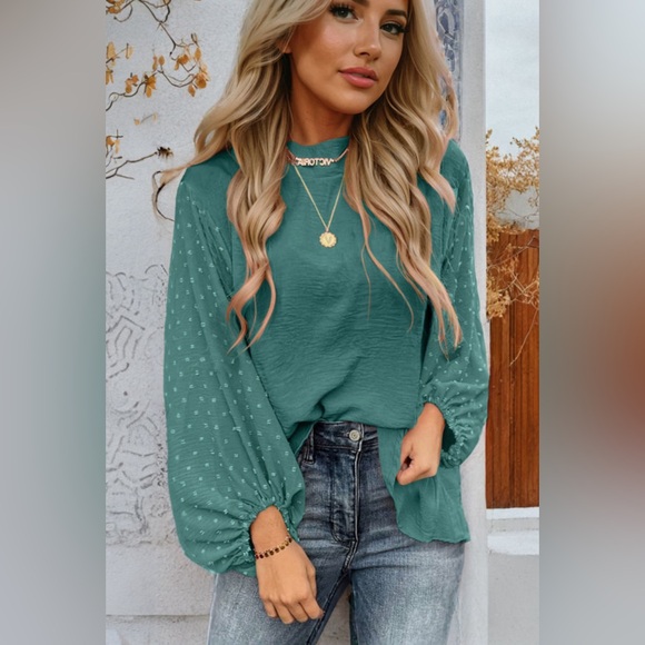 Tops - Ezra polka dot balloon sleeve blouse